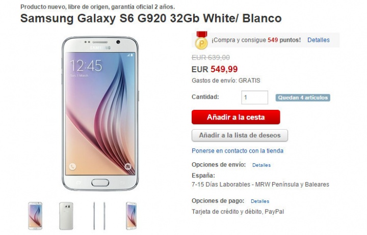 Imagen - Compra el Samsung Galaxy S6 en oferta por 549 euros