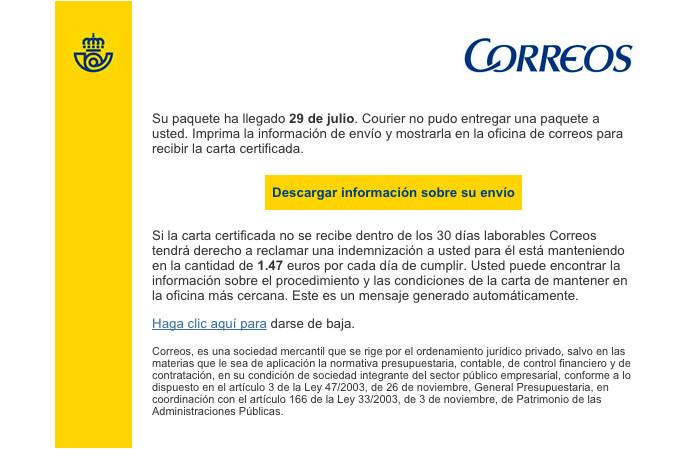 Imagen - Cuidado con los emails de phishing de Correos