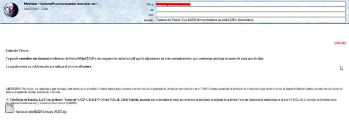 Imagen - Otro virus m&aacute;s se extiende aprovechando las facturas de Movistar