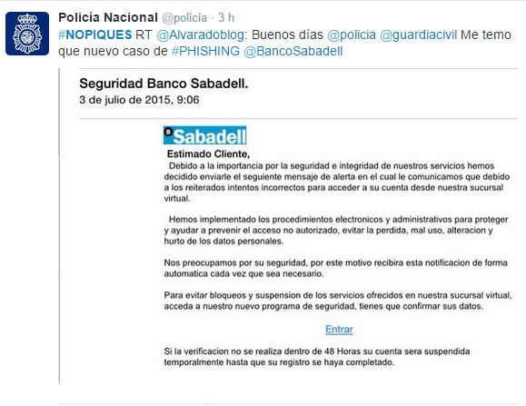 Imagen - La Policía alerta sobre un falso email del Banco Sabadell