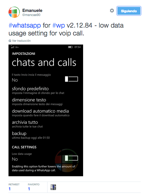Imagen - WhatsApp ya permite reducir el consumo de llamadas en Windows Phone