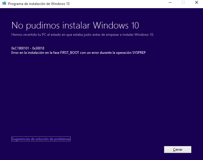 Imagen - Cómo solucionar el error 0xC1900101 - 0x30018