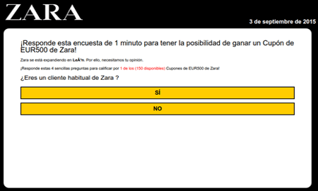 Imagen - Cuidado con los falsos cupones de Zara ¡no los compartas!