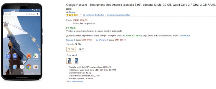 Imagen - Ya puedes comprar el Nexus 6 en azul por 379 euros en Amazon