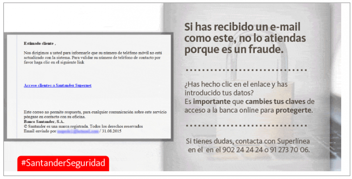 Imagen - Santander avisa sobre correos fraudulentos donde piden nuestros datos