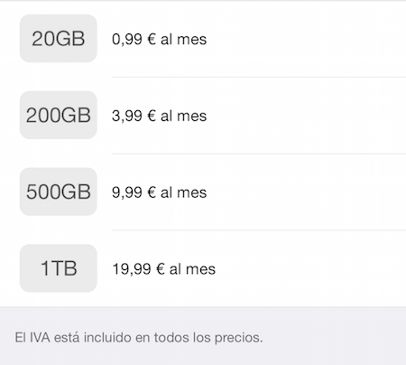 Imagen - Nuevas tarifas de iCloud el 25 de septiembre