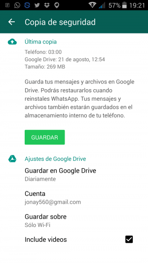 Imagen - WhatsApp 2.12.282 incluye la copia de seguridad de v&iacute;deos