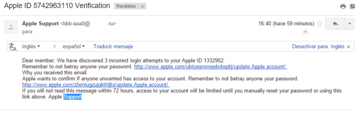 Imagen - Circulan correos fraudulentos de Apple sobre un ataque a tu cuenta