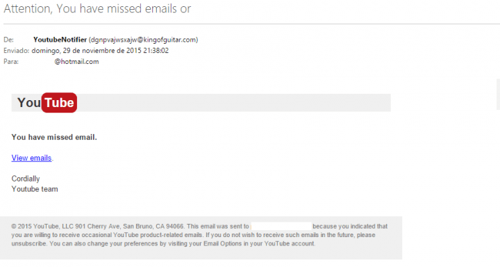 Imagen - Cuidado con los falsos correos de YouTube