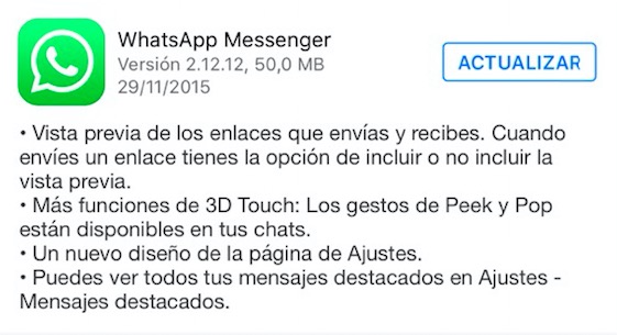 Imagen - Descarga WhatsApp 2.12.12 para iPhone con más novedades