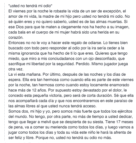 Imagen - Un hombre desaf&iacute;a a los terroristas que asesinaron a su mujer en Par&iacute;s y se hace viral