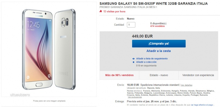 Imagen - Oferta: Samsung Galaxy S6 por 450 euros