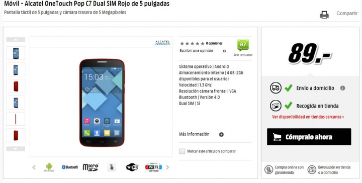 Imagen - 5 tiendas donde comprar el Alcatel OneTouch Pop C7