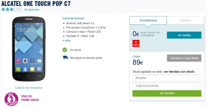 Imagen - 5 tiendas donde comprar el Alcatel OneTouch Pop C7