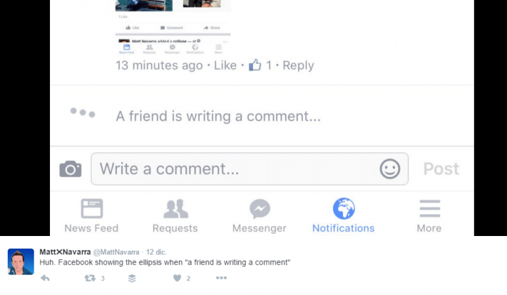 Imagen - Facebook avisar&aacute; cuando un amigo est&eacute; escribiendo un comentario