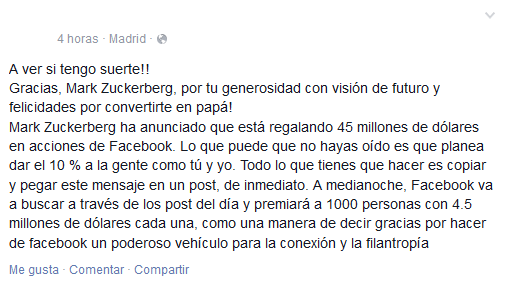Imagen - ¿Mark Zuckerberg está regalando 45 millones de dólares en acciones de Facebook?