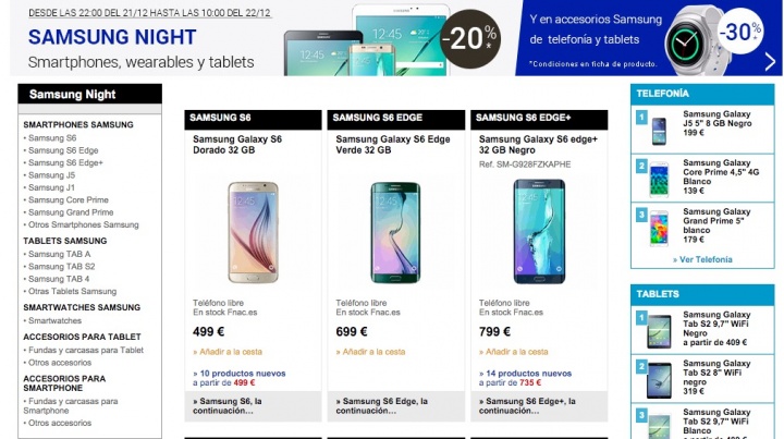 Imagen - 20% de descuento en m&oacute;viles y tablets Samsung en Fnac solo esta noche