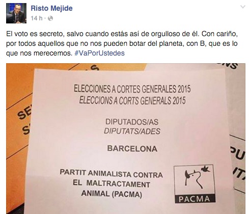 Imagen - Risto Mejide ense&ntilde;a su voto en Facebook