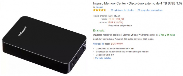 Imagen - Oferta: disco duro externo de 4 TB por solo 109 euros