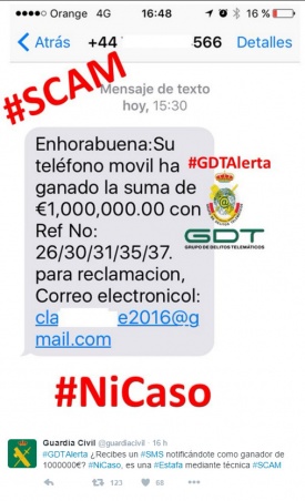 Imagen - Cuidado con la estafa de 1.000.000 de euros que llega por SMS