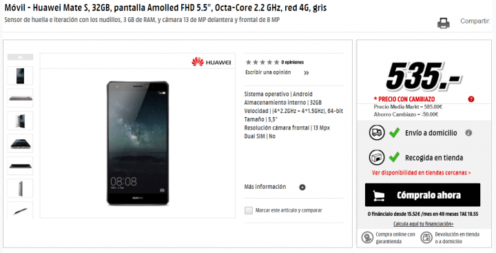 Imagen - 5 tiendas d&oacute;nde comprar el Huawei Mate S