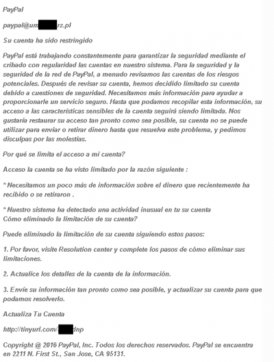 Imagen - Nuevo phishing de PayPal se difunde por email