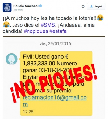 Imagen - Cuidado con el SMS que asegura que te ha tocado la lotería