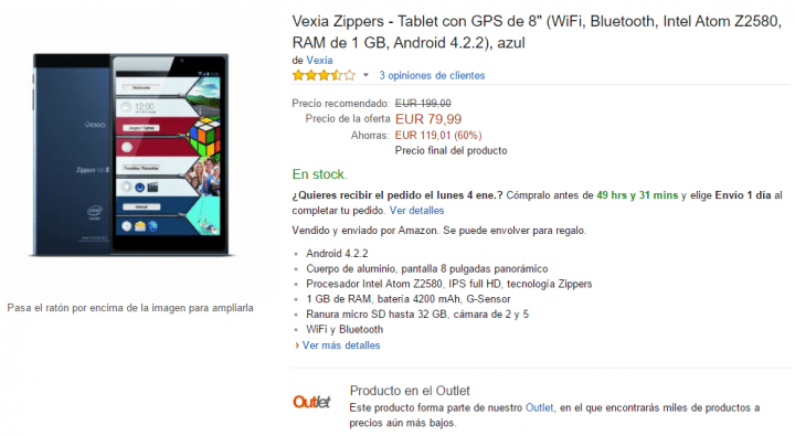 Imagen - Vexia Zippers Tab i8, un tablet de 8 pulgadas por 79 euros