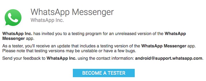 Imagen - WhatsApp se une al programa de betas de Google Play