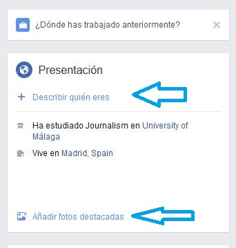 Imagen - Facebook ya permite añadir una biografía y fotos destacadas