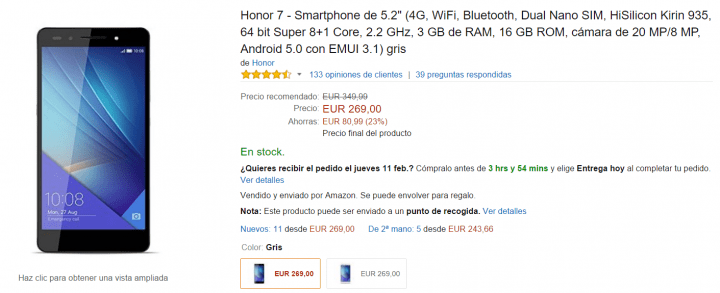 Imagen - Honor 7 en oferta hoy por menos de 300 euros