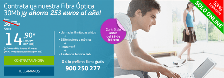 Imagen - Movistar ofrece Fibra 30 Mb por solo 33 euros hasta el 29 de febrero