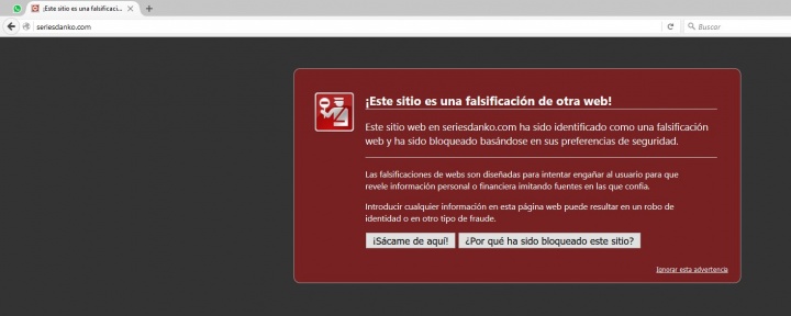 Imagen - SeriesDanko muestra &quot;El sitio web al que vas a acceder es engañoso&quot;
