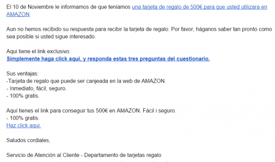 Imagen - Cuidado con los correos que regalan 500 euros en Amazon