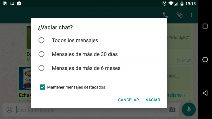Imagen - WhatsApp 2.12.486 a&ntilde;ade la pesta&ntilde;a enlaces y mejoras en la limpieza de mensajes de chats
