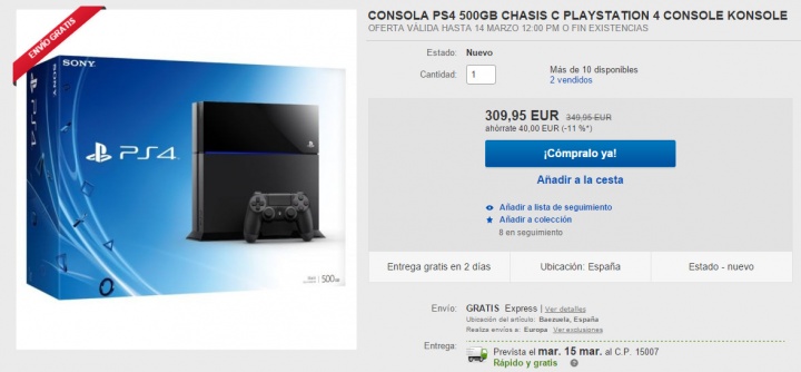 Imagen - La PlayStation 4 m&aacute;s barata: 310 euros en una oferta de eBay