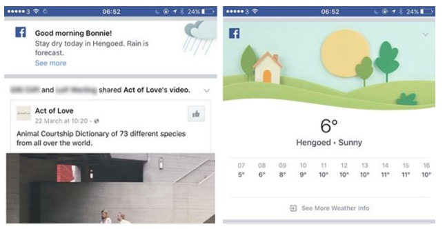 Imagen - Facebook incluye informaci&oacute;n del tiempo en el muro