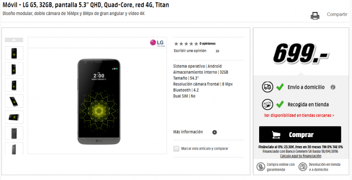 Imagen - 5 tiendas d&oacute;nde comprar el LG G5