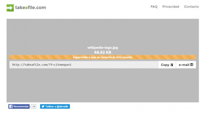 Imagen - Takeafile, envía archivos grandes de forma directa y anónima