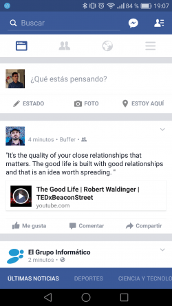 Imagen - C&oacute;mo quitar la barra azul inferior en la app de Facebook