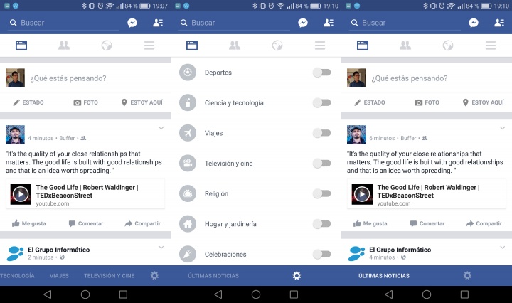 Imagen - C&oacute;mo quitar la barra azul inferior en la app de Facebook