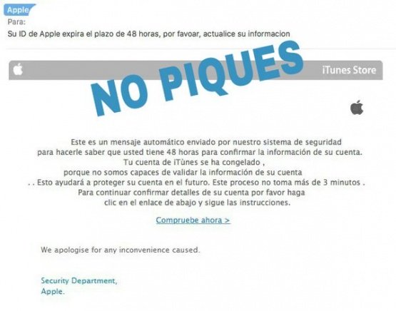 Imagen - Cuidado con los emails de Apple que aseguran que bloquean tu cuenta