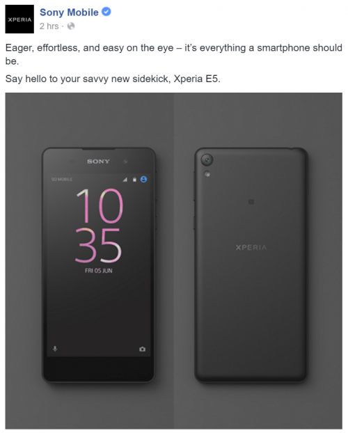 Imagen - Sony Xperia E5 confirmado en una filtraci&oacute;n: aqu&iacute; su foto