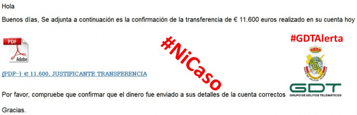 Imagen - Cuidado con el email que te confirma una transferencia bancaria