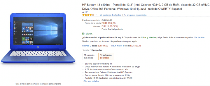 Imagen - Oferta: HP Stream 13, un port&aacute;til por solo 199 euros