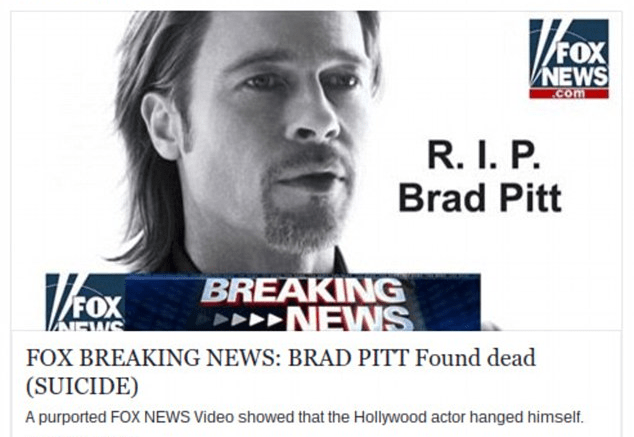 Imagen - "La muerte de Brad Pitt", el nuevo gancho para infectarte con malware