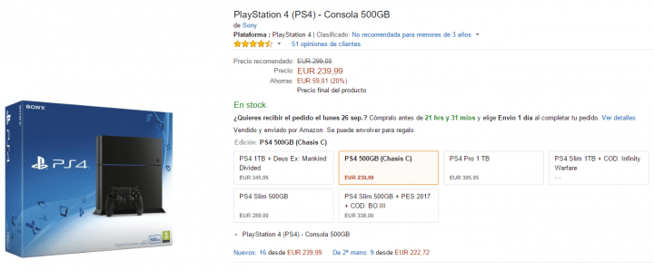 Imagen - Oferta: PlayStation 4 por solo 240 euros en Amazon