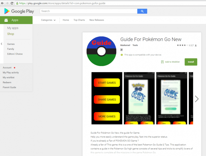Imagen - "Gu&iacute;a Pok&eacute;mon Go", la app maliciosa se cuela en Google Play
