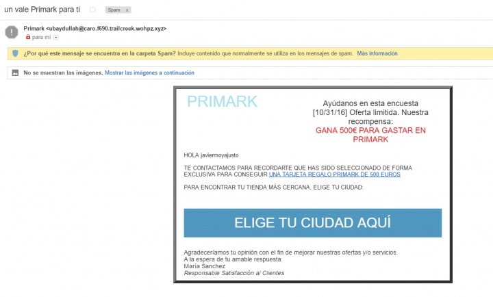 Imagen - Cuidado con los correos con un cheque regalo de Primark