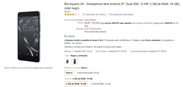 Imagen - Oferta: BQ Aquaris X5 desde 133,02 euros en Black Friday